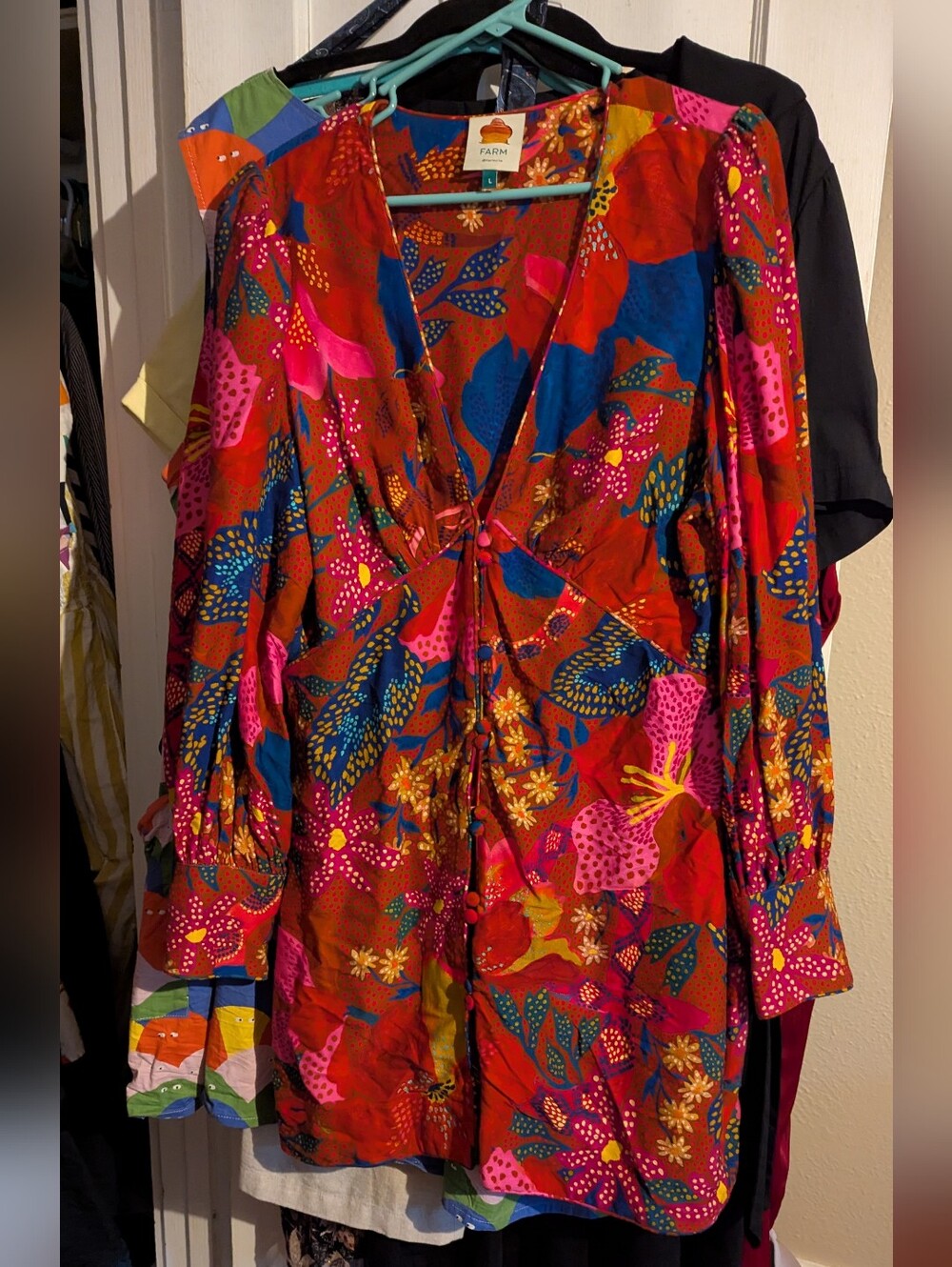 Farm Rio Snake Garden Mini Dress Large - Picture 2 of 7